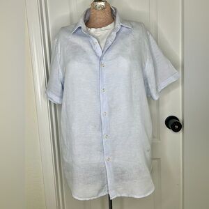 Women's Light Blue Short Sleeve Blouse
